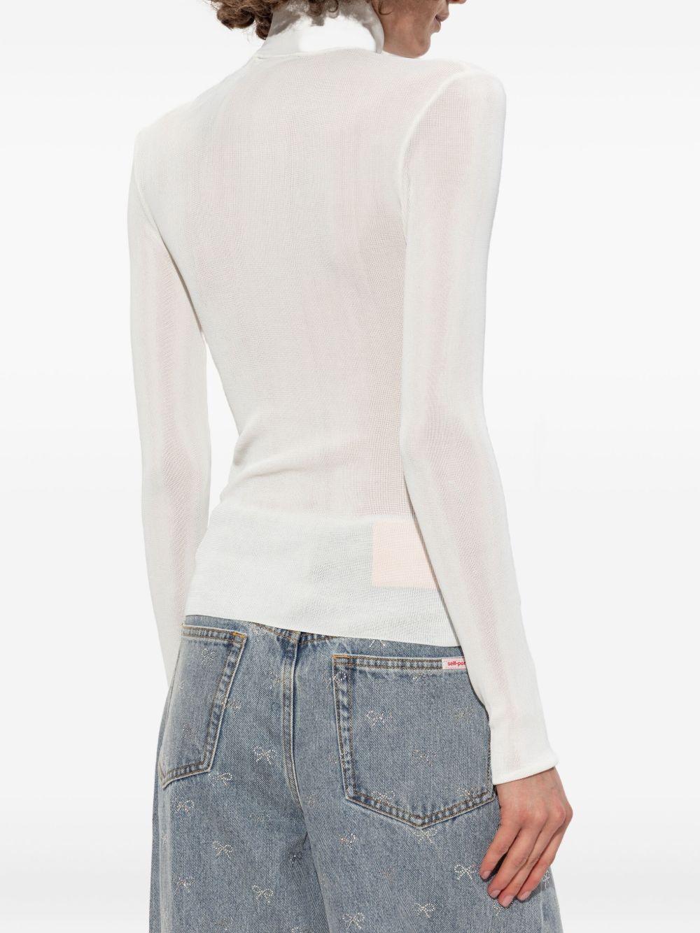 Maglia a coste a collo alto in bianco Self-portrait - donna 