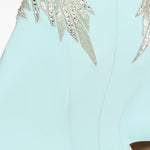 Abito lungo star shower con cristalli in celeste Jenny packham - donna 
