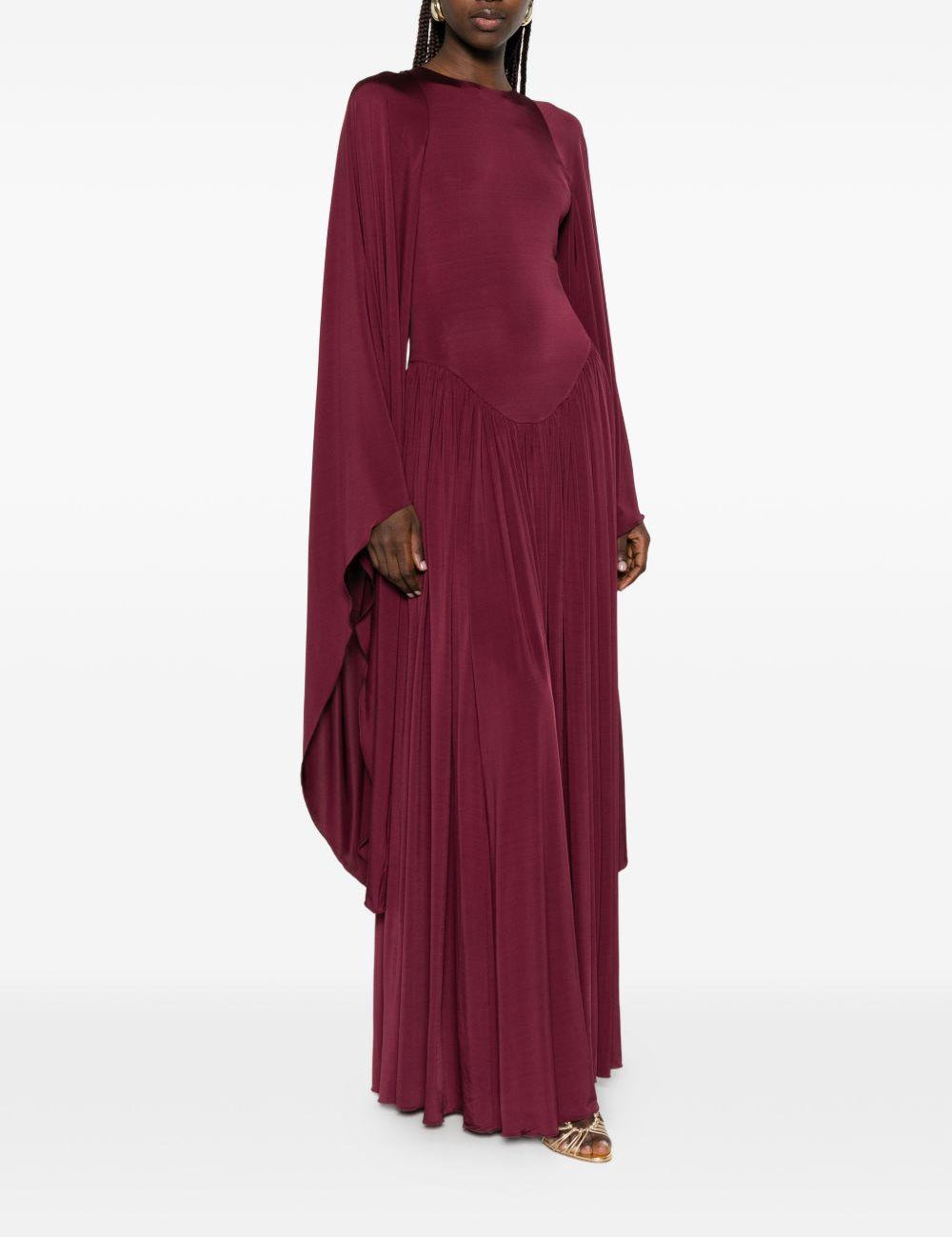 Abito lungo drappeggiato in borgogna Alberta Ferretti - donna 