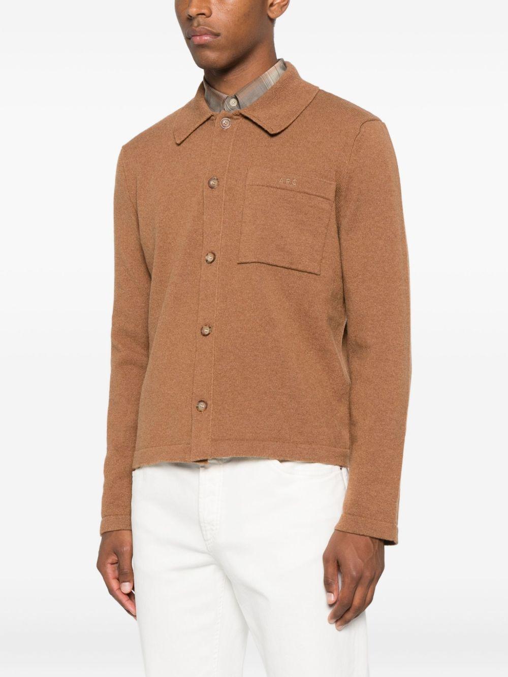 Cardigan con taschino in marrone A.P.C: - uomo 