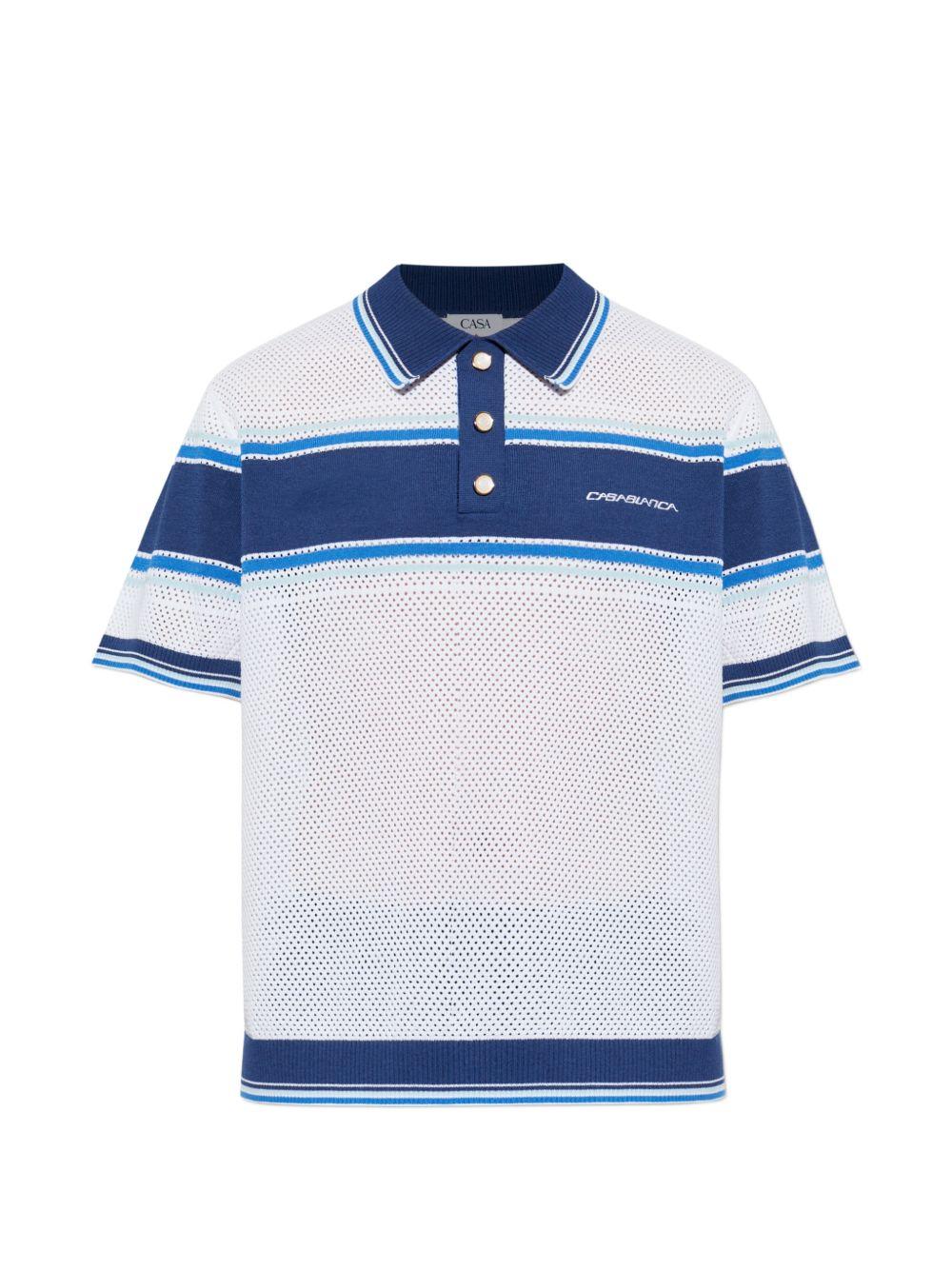 Polo traforata in bianco e blu Casablanca - uomo 