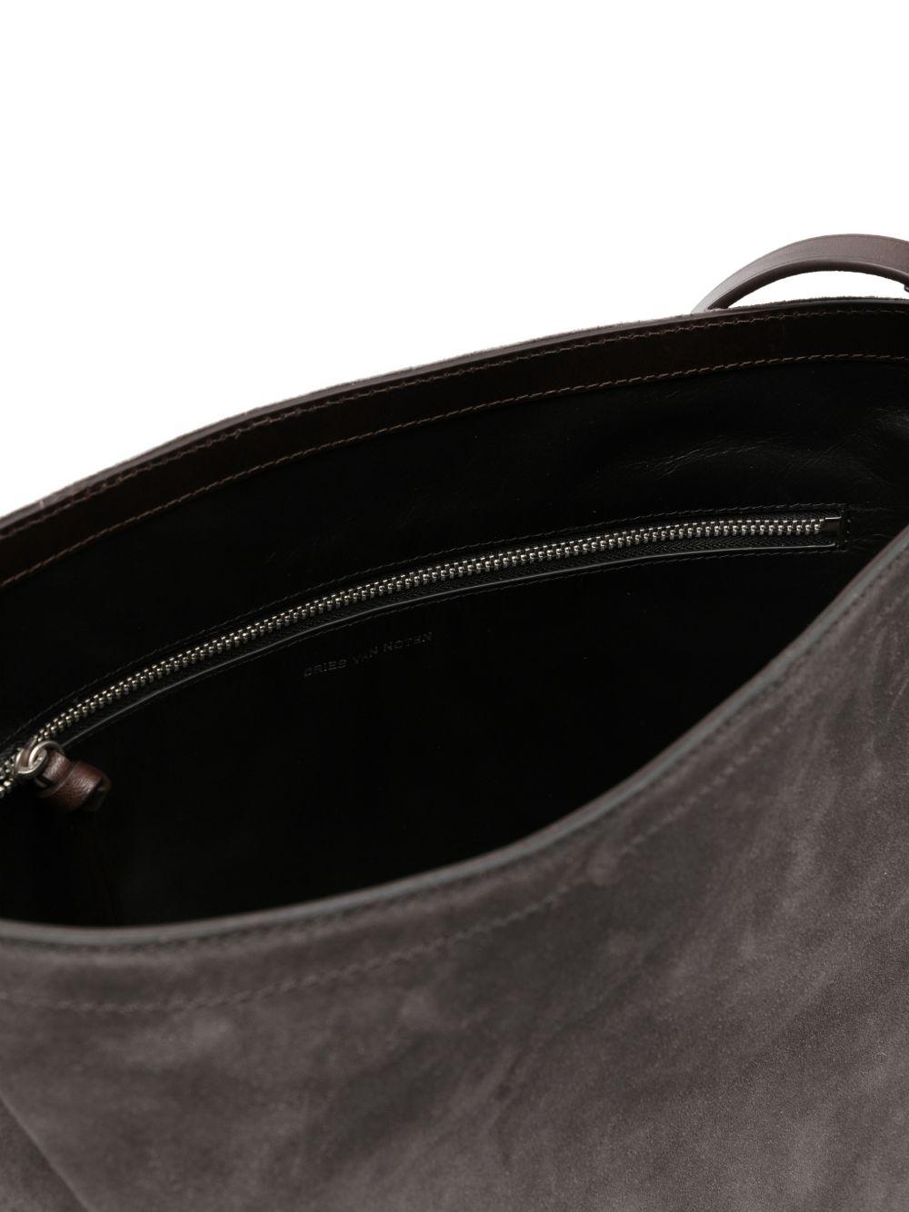 Borsa a tracolla in suede in grigio Dries van noten - donna 