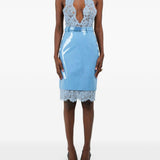Gonna midi con dettaglio in pizzo in celeste Rowen rose - donna 