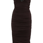 Abito senza spalline con paillettes in marrone Amen - donna 