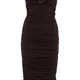 Abito senza spalline con paillettes in marrone Amen - donna 