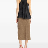 Gonna midi con spacco in marrone Rotate - donna 