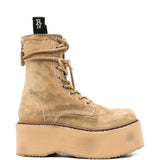 Stivali con zeppa e lacci in marrone R13 - donna 