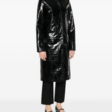 Cappotto in pelle effetto coccodrillo in nero Toteme - donna 
