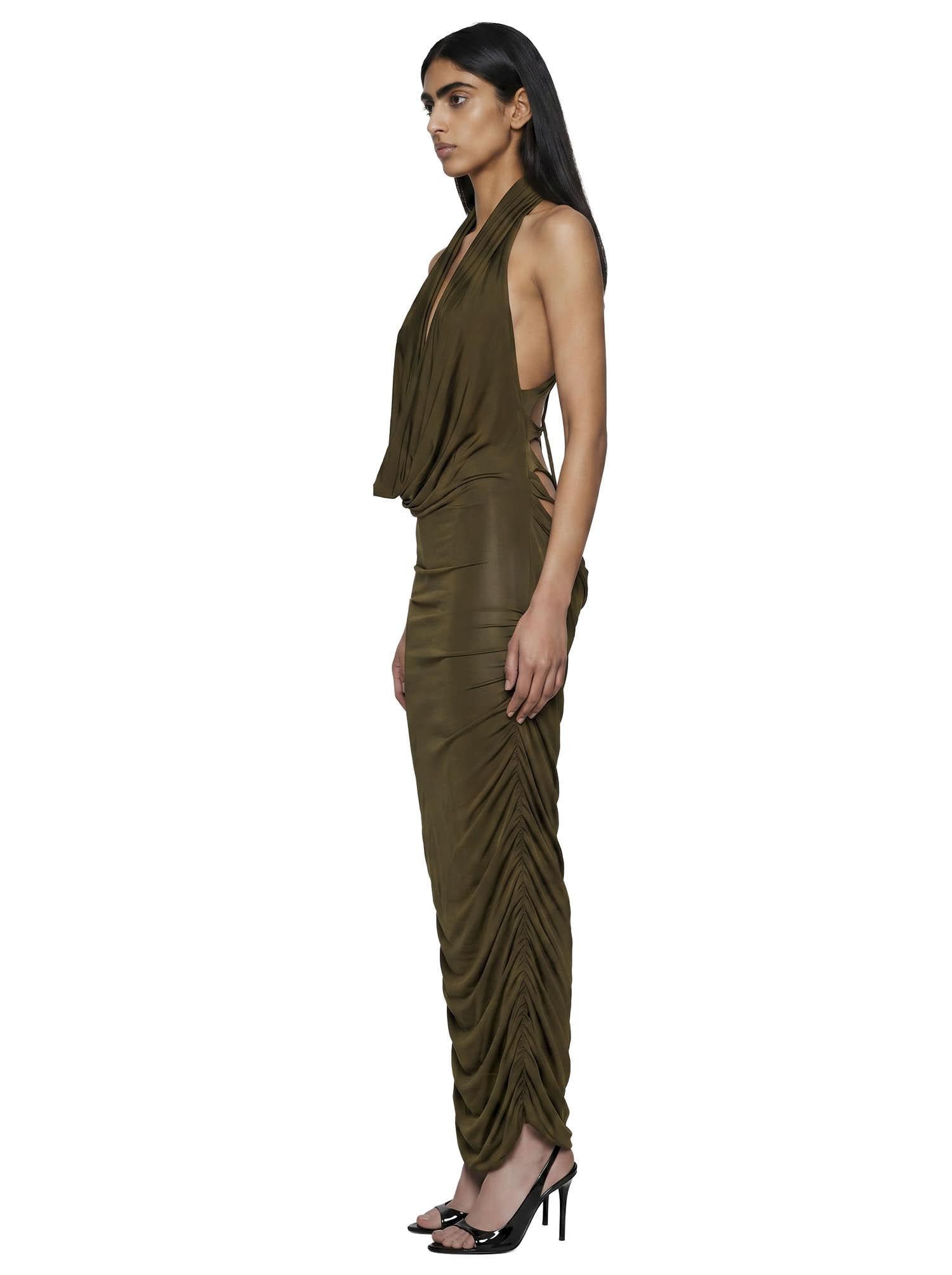 Abito midi con scollo a V profondo in verde Blumarine - donna 