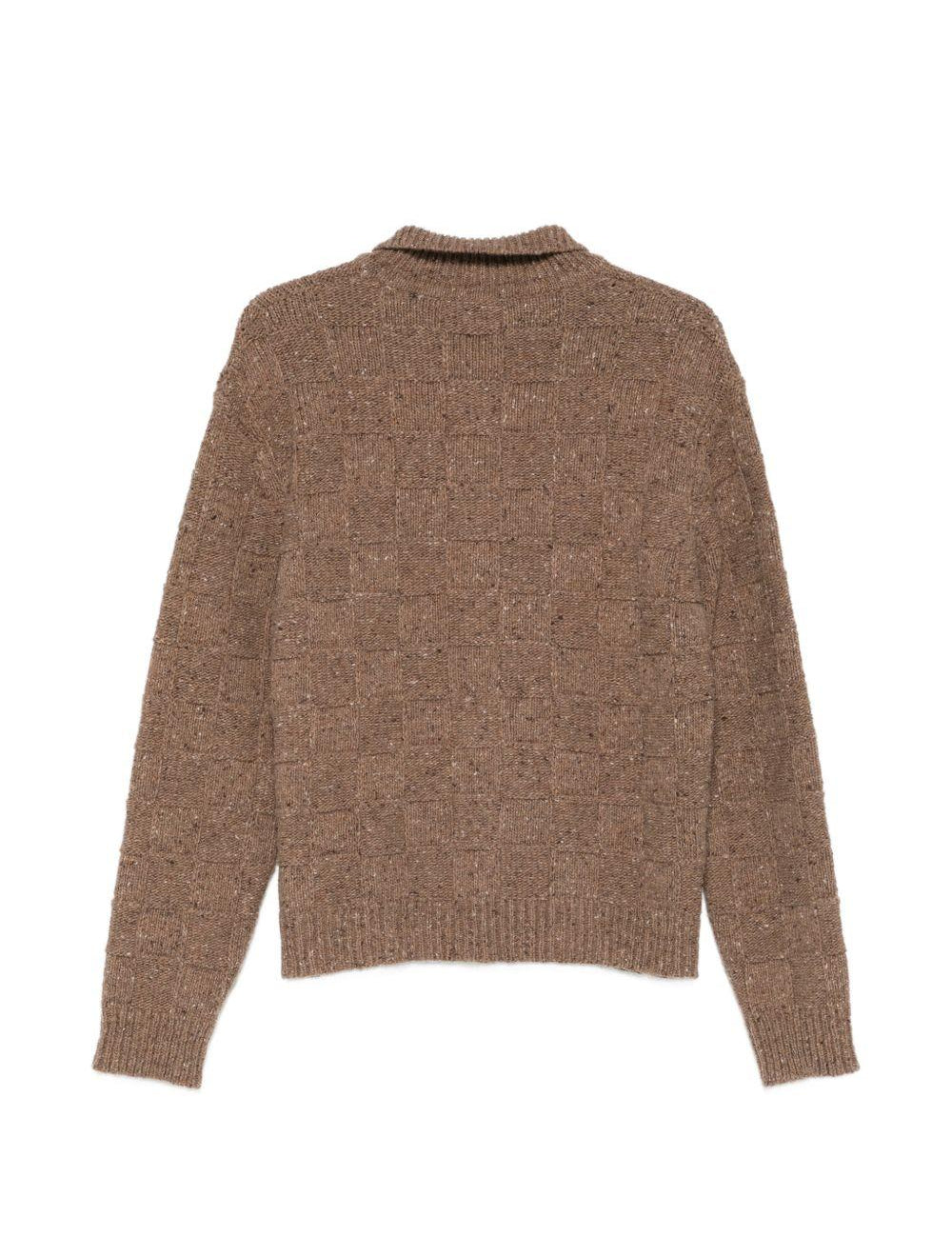 Cardigan a quadretti in maglia in marrone Ymc - uomo 