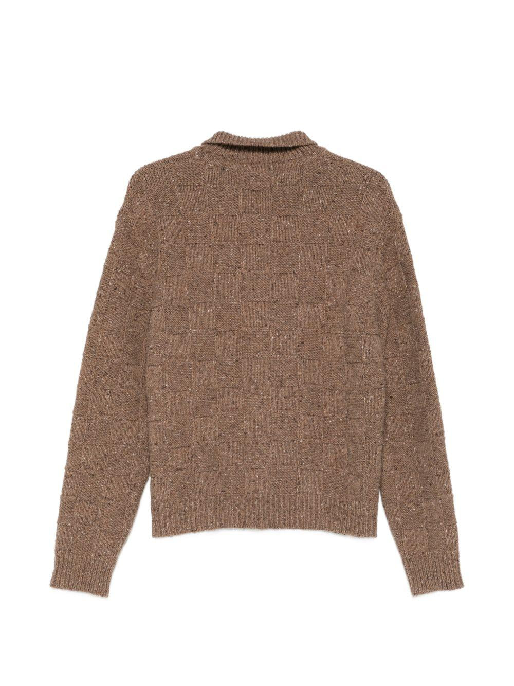 Cardigan a quadretti in maglia in marrone Ymc - uomo 