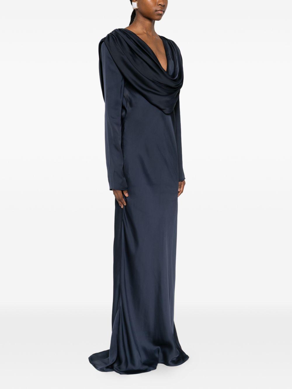 Abito lungo con scollo a scialle in blu Rotate - donna 