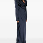 Abito lungo con scollo a scialle in blu Rotate - donna 