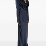 Abito lungo con scollo a scialle in blu Rotate - donna 