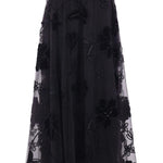 Gonna midi con ricami floreali in nero Elie saab - donna 