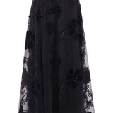 Gonna midi con ricami floreali in nero Elie saab - donna 