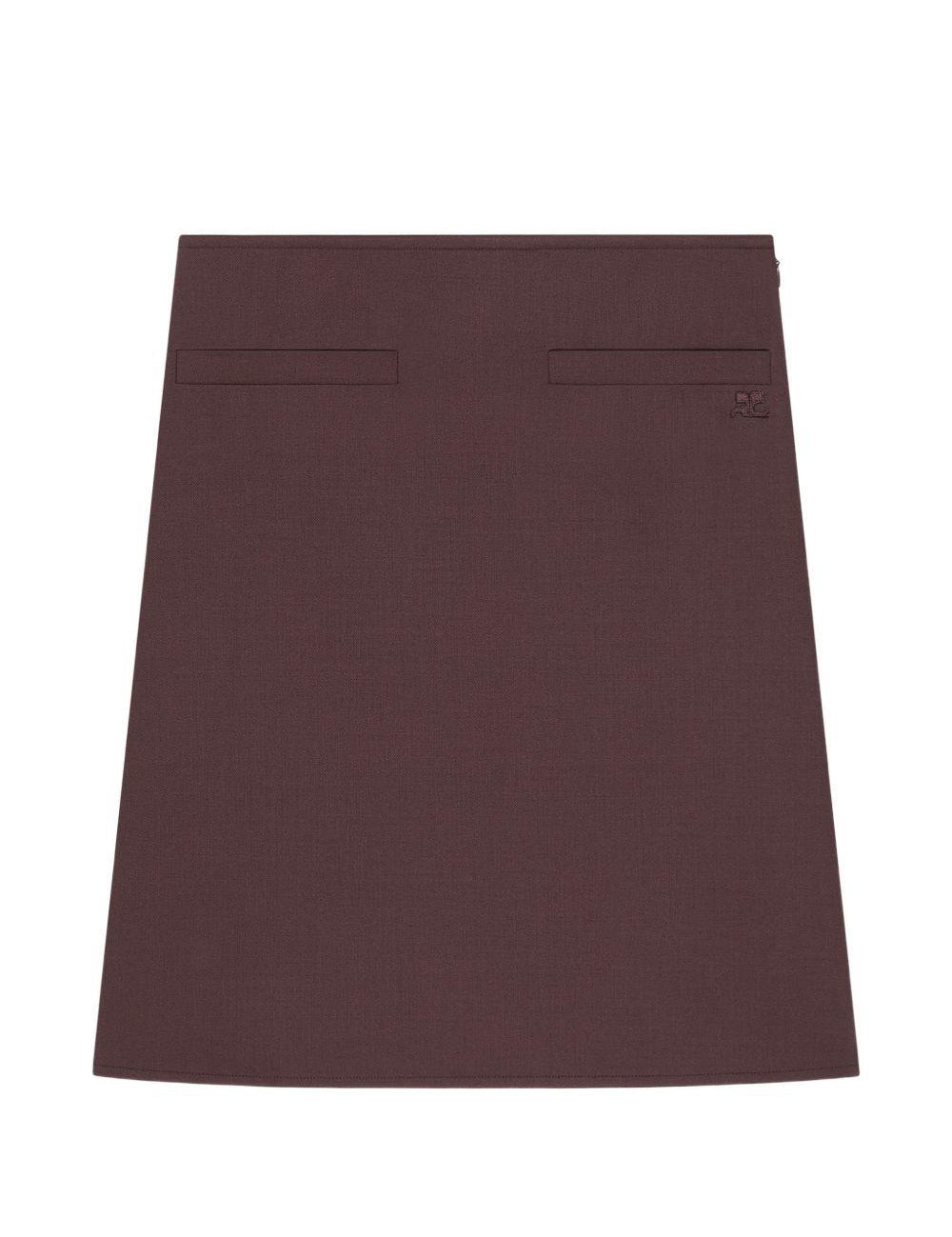 Gonna midi con logo ricamato in bordeaux Courrèges - donna 