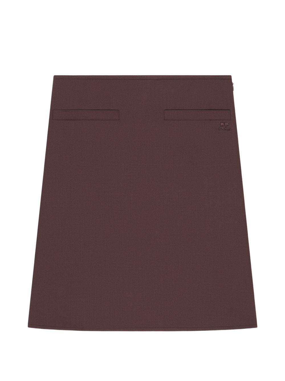 Gonna midi con logo ricamato in bordeaux Courrèges - donna 