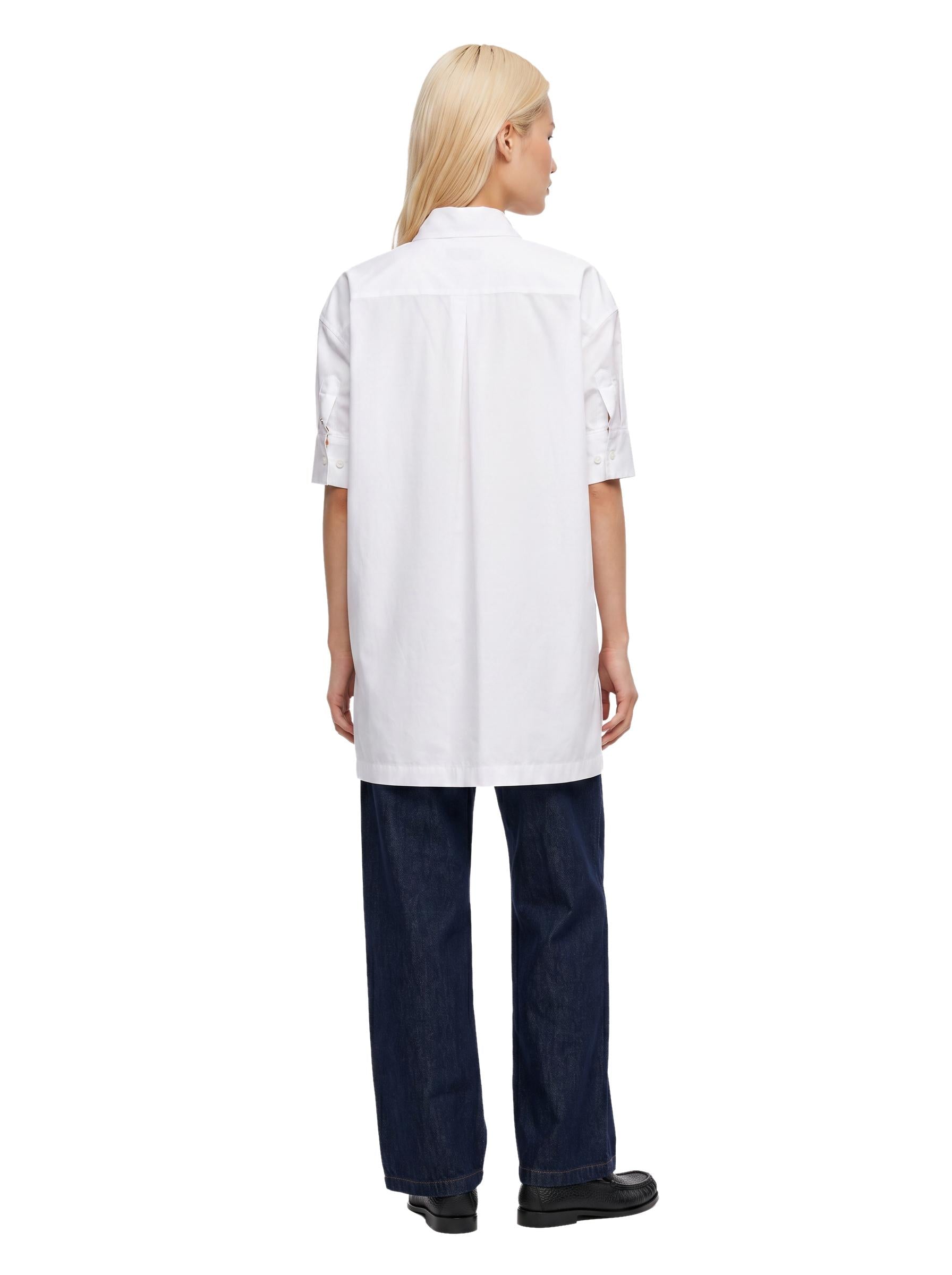 Camicia oversize con fiocco in bianco 