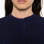 Abito corto con colletto smerlato in blu e bianco Self-Portrait - donna 