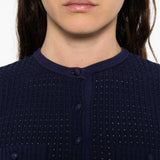 Abito corto con colletto smerlato in blu e bianco Self-Portrait - donna 
