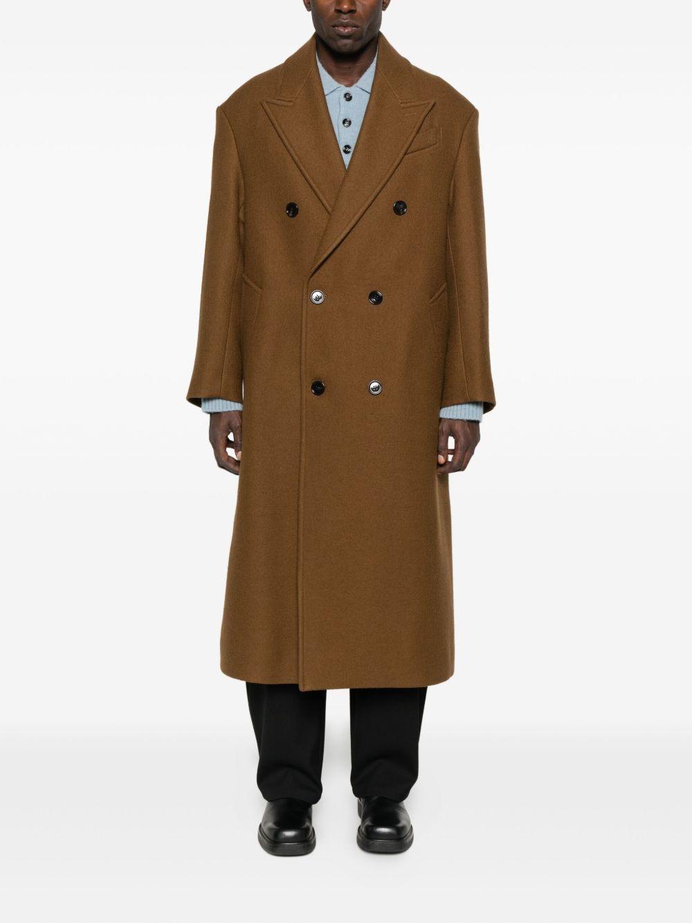 Cappotto doppio petto in lana in marrone Ami paris - uomo 
