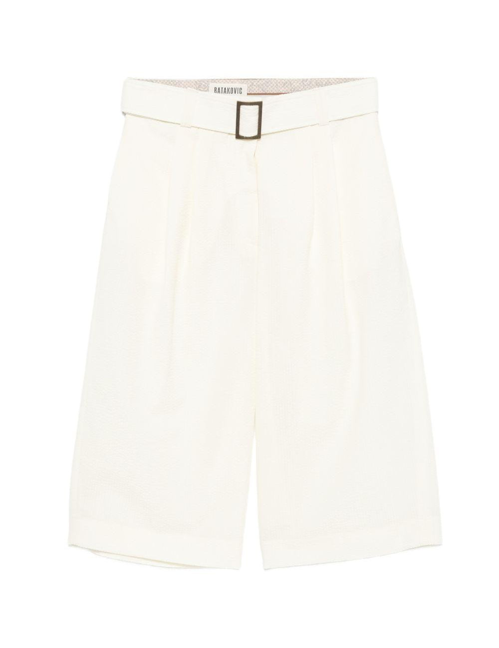 Shorts con fibbia e pieghe in bianco Batakovic - donna 
