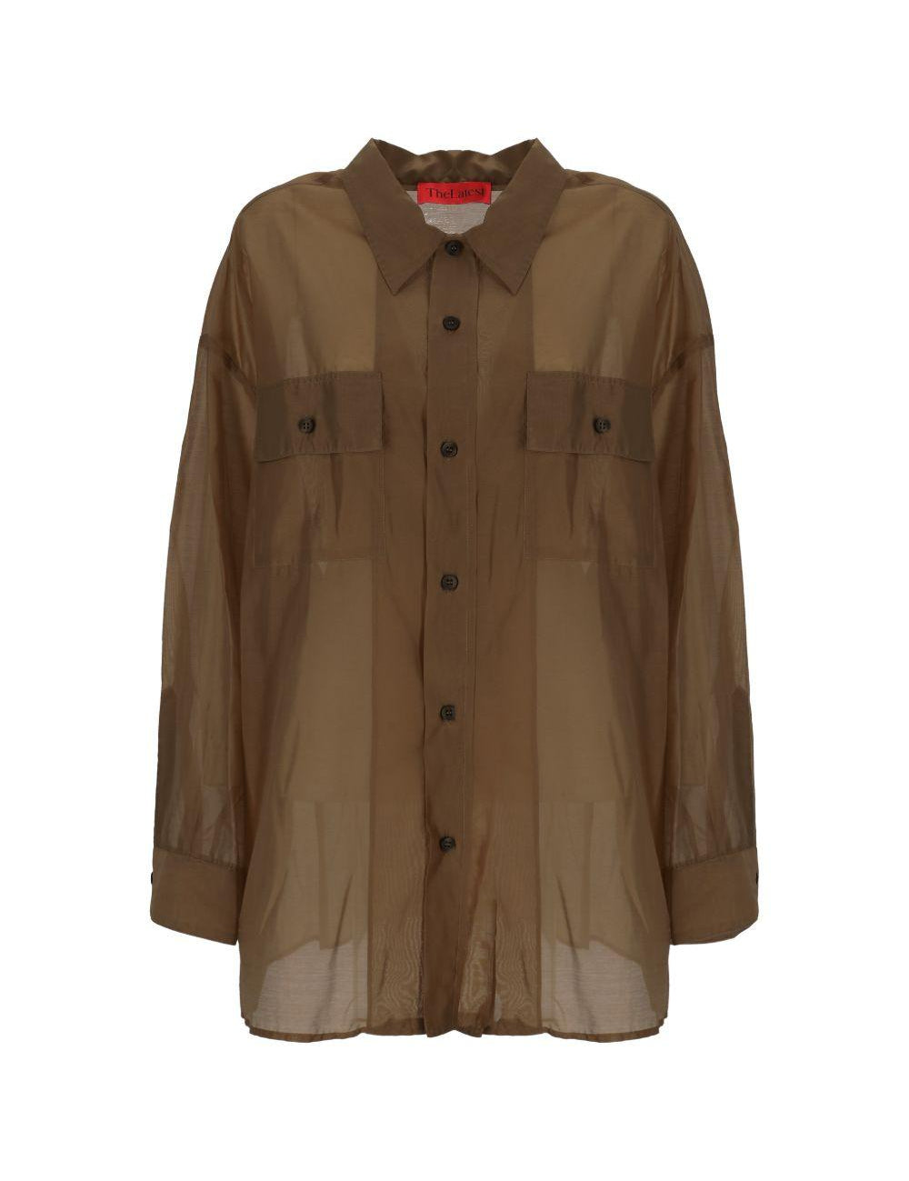 Camicia con bottoni semi-trasparente in marrone The latest - donna<BR/><BR/><BR/> 