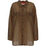 Camicia con bottoni semi-trasparente in marrone The latest - donna<BR/><BR/><BR/> 
