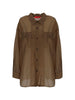 Semi-sheer button-down shirt in brown The latest - women