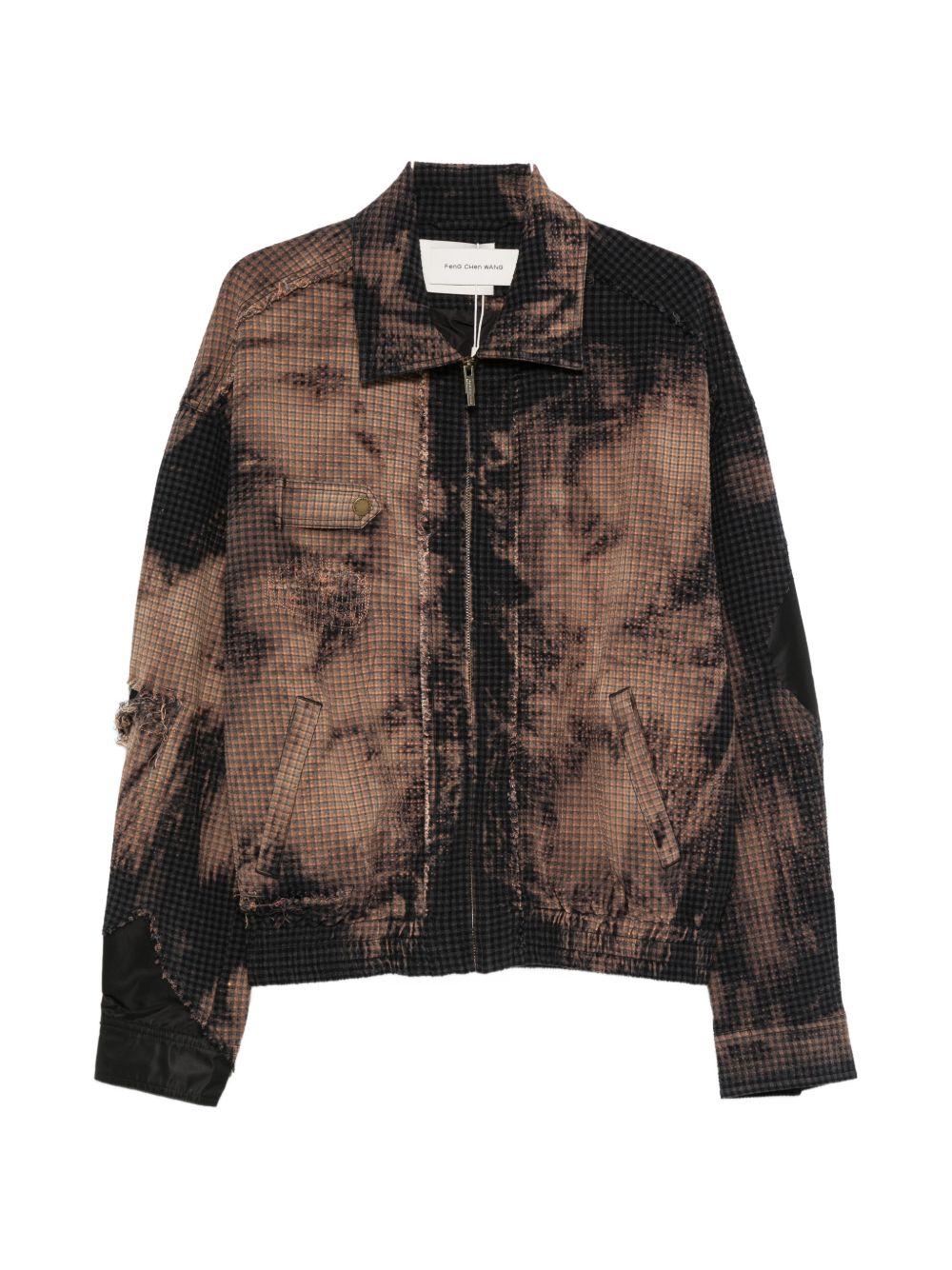 Giacca tie-dye con effetto vissuto in nero e kaki Feng chen wang - uomo 