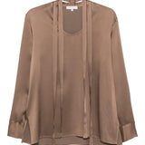 Blusa con collo lavallière iin marrone Antonelli - donna 