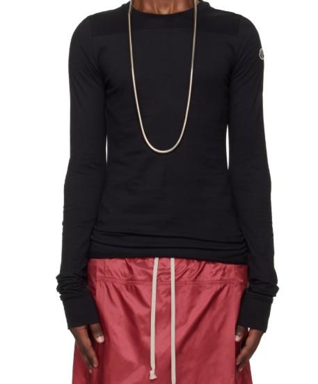 Top a maniche lunghe in cotone grider in nero Rick Owens x Moncler - unisex 