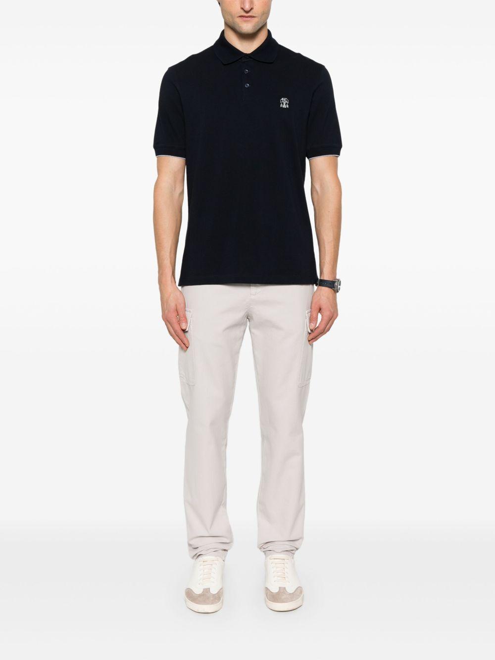 Polo con ricamo in nero Brunello cucinelli - uomo 
