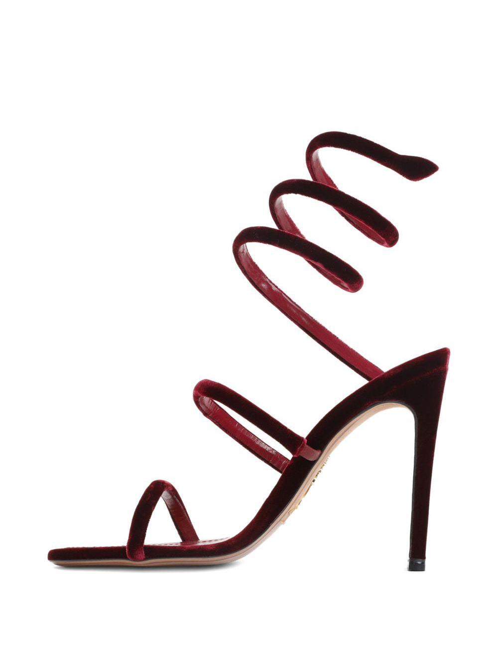 Sandali in velluto cleo in rosso Rene caovilla - donna 