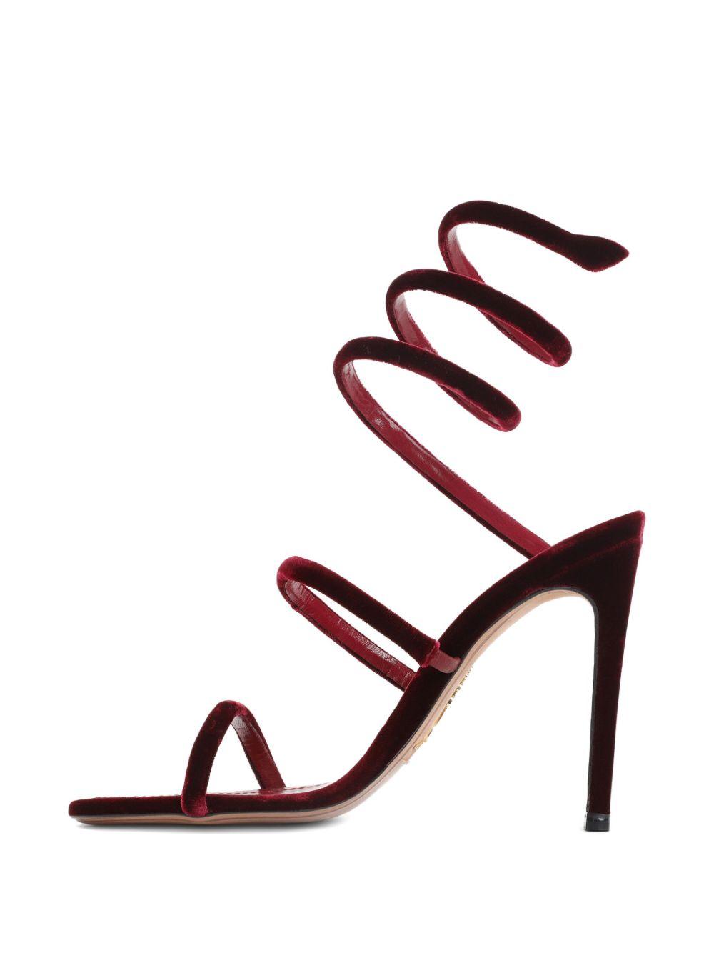 Sandali in velluto cleo in rosso Rene caovilla - donna 