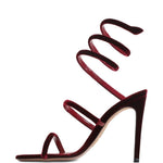 Sandali in velluto cleo in rosso Rene caovilla - donna 