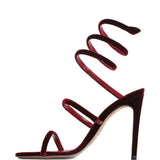 Sandali in velluto cleo in rosso Rene caovilla - donna 
