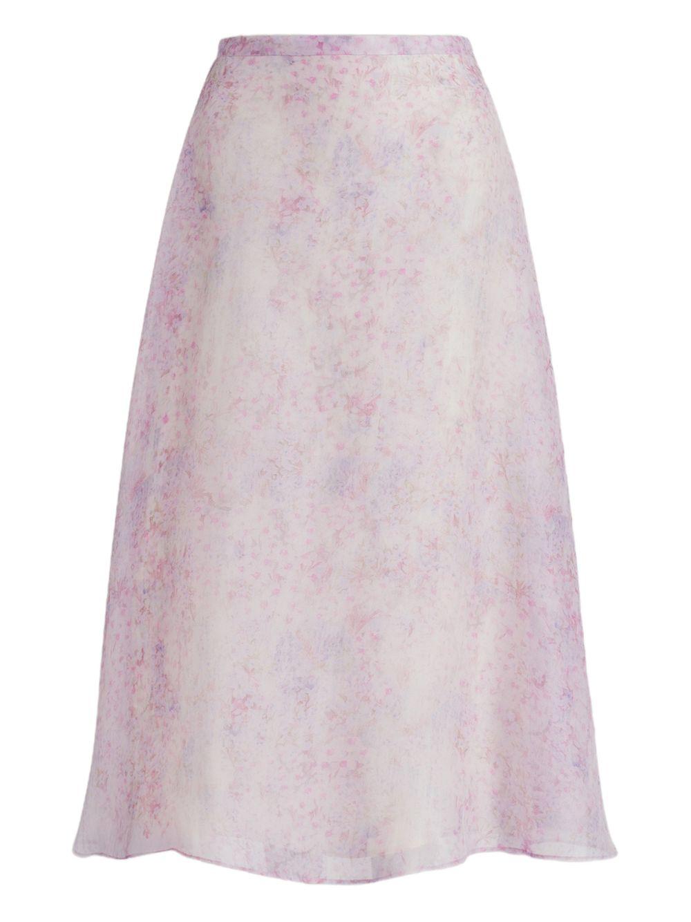 Gonna midi a fiori in viola Alberta Ferretti - donna 