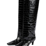 Stivali a gamba larga con effetto pelle di coccodrillo in nero Toteme - donna 