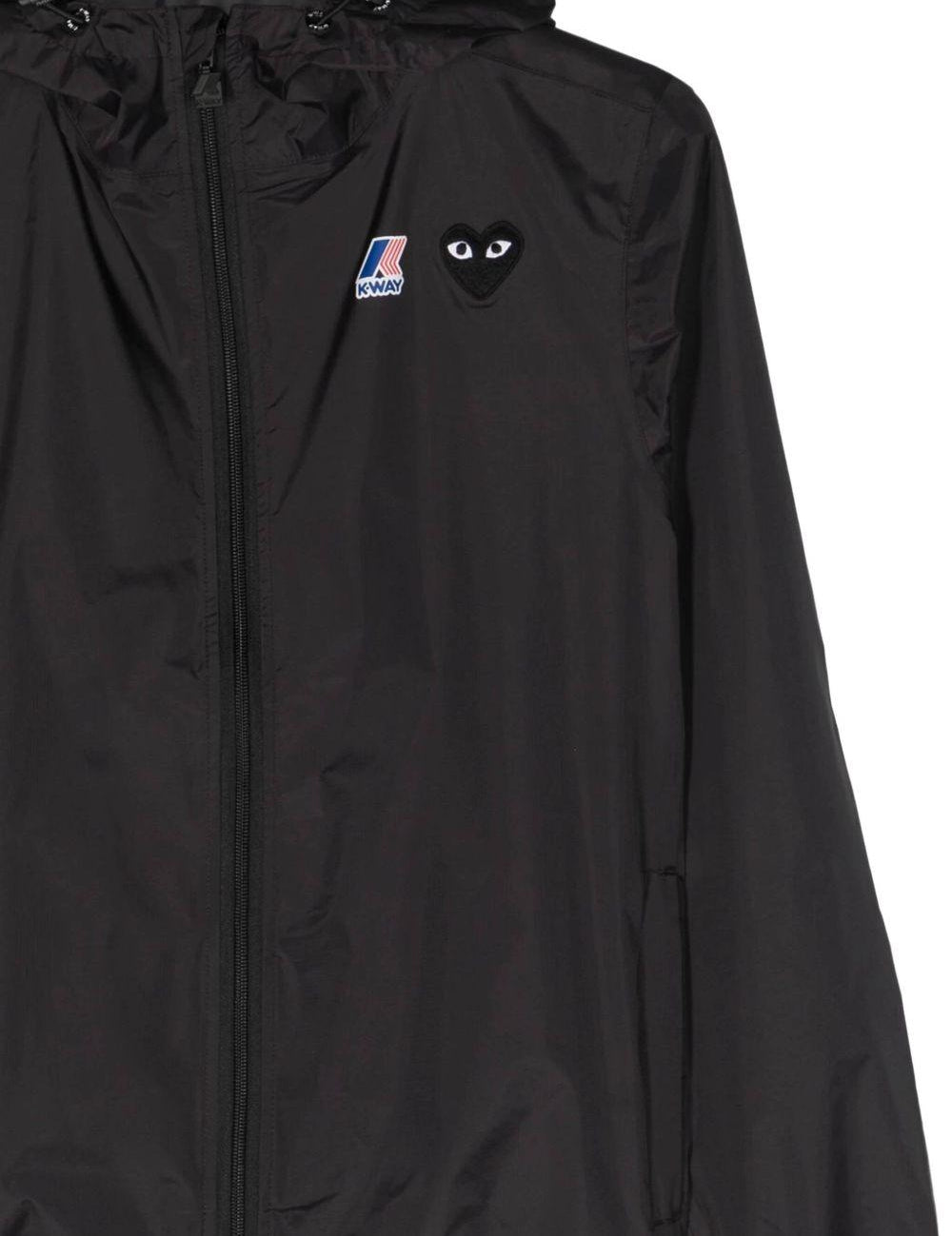 K-Way con cappuccio e logo in nero Comme des garcons play x k-way - unisex 