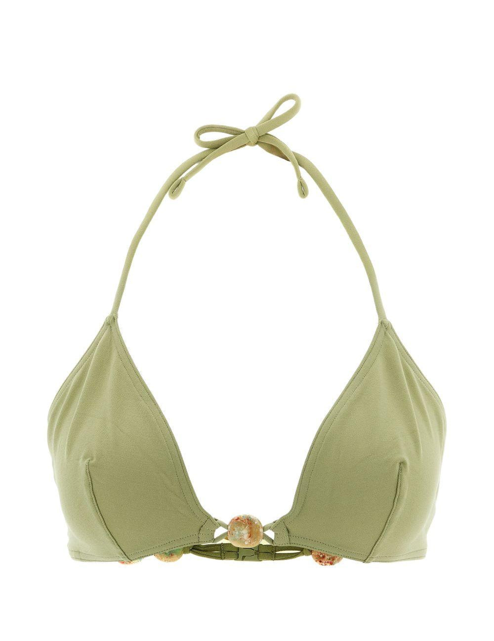 Top bikini Alva con perline in verde 