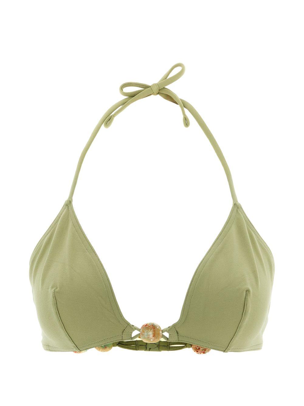 Top bikini Alva con perline in verde 