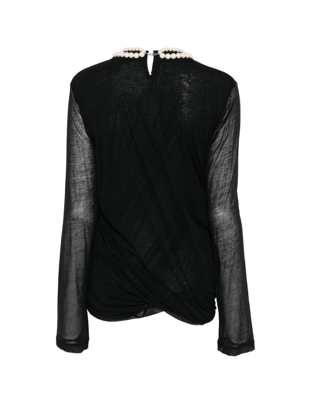 Top a maniche lunghe con perle in nero Junya watanabe - donna 