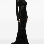 Abito maxi con ruches in nero Norma Kamali - donna 