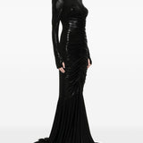 Abito maxi con ruches in nero Norma Kamali - donna 