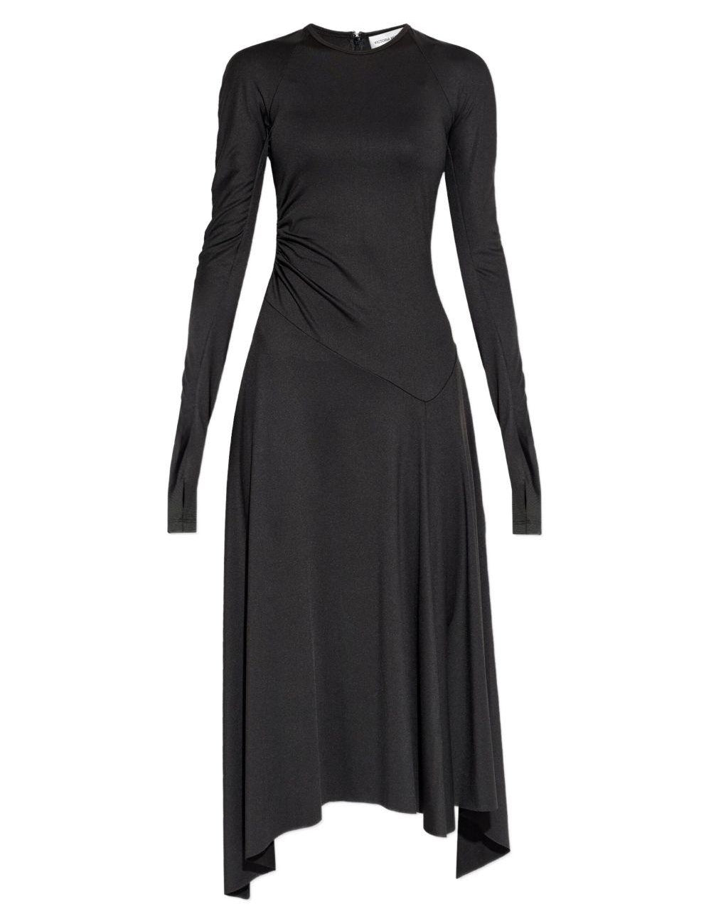 Abito midi asimmetrico in nero Victoria Beckham - donna 