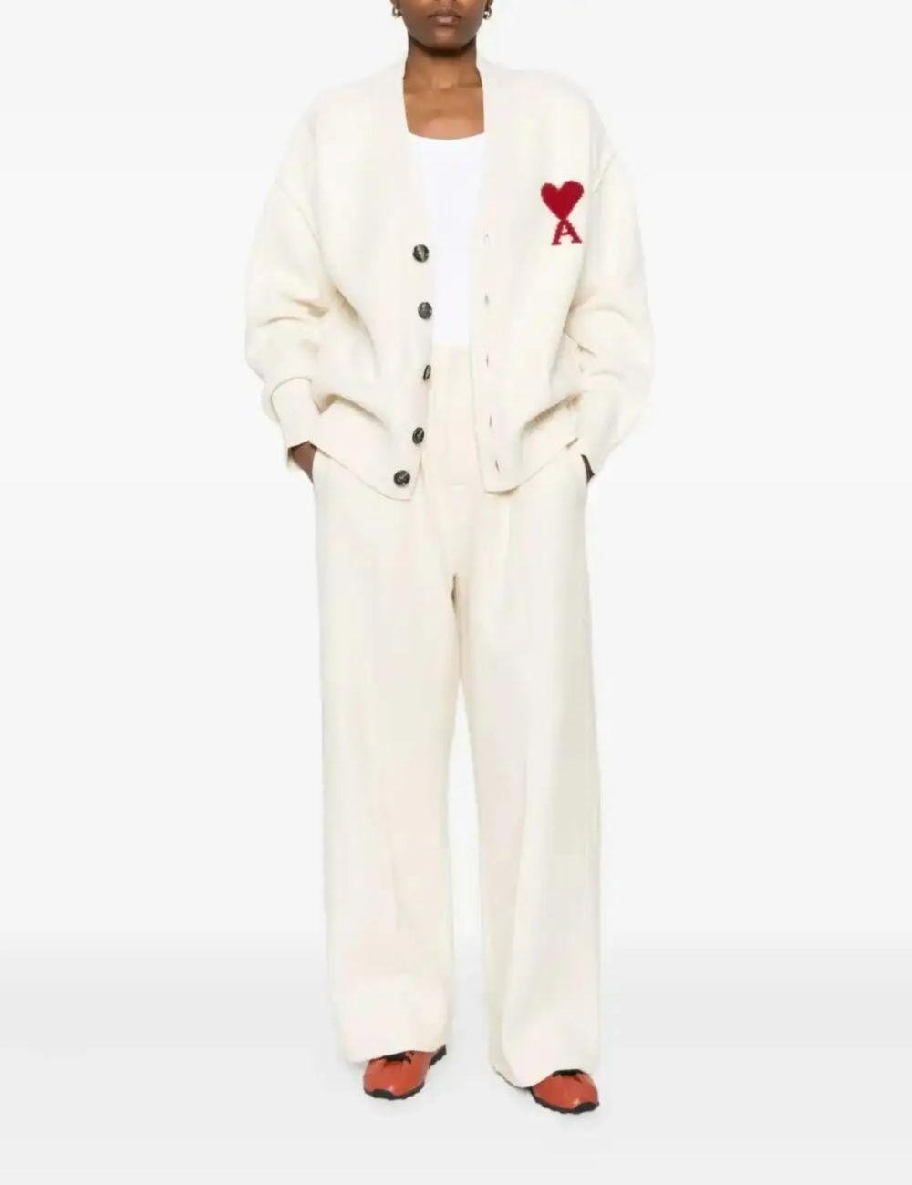 Cardigan Ami de Coeur con ricamo in avorio PARIS - unisex 