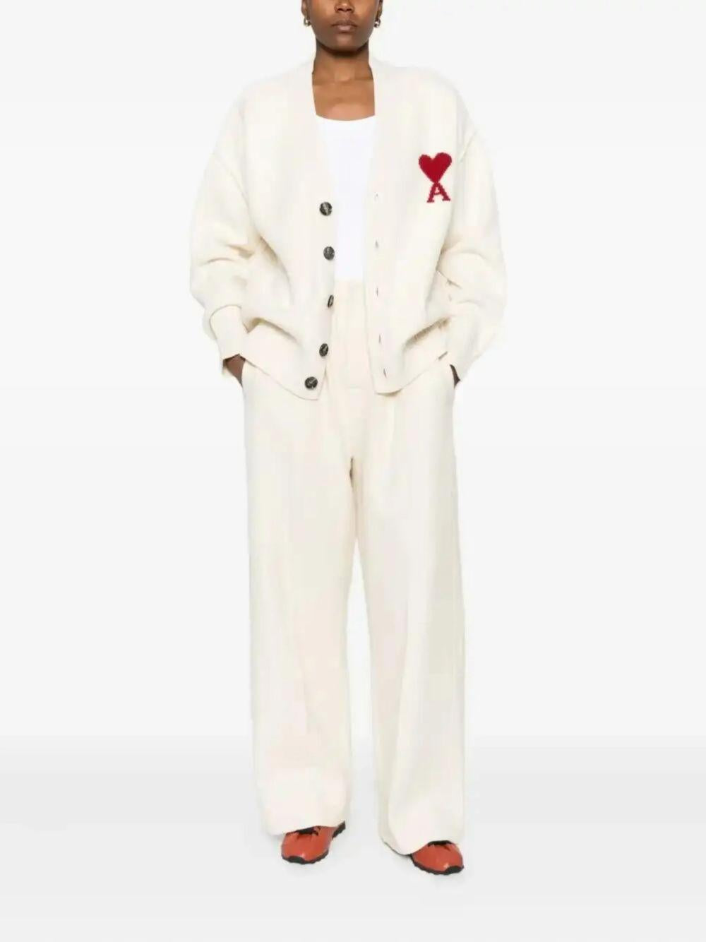 Cardigan Ami de Coeur con ricamo in avorio PARIS - unisex 