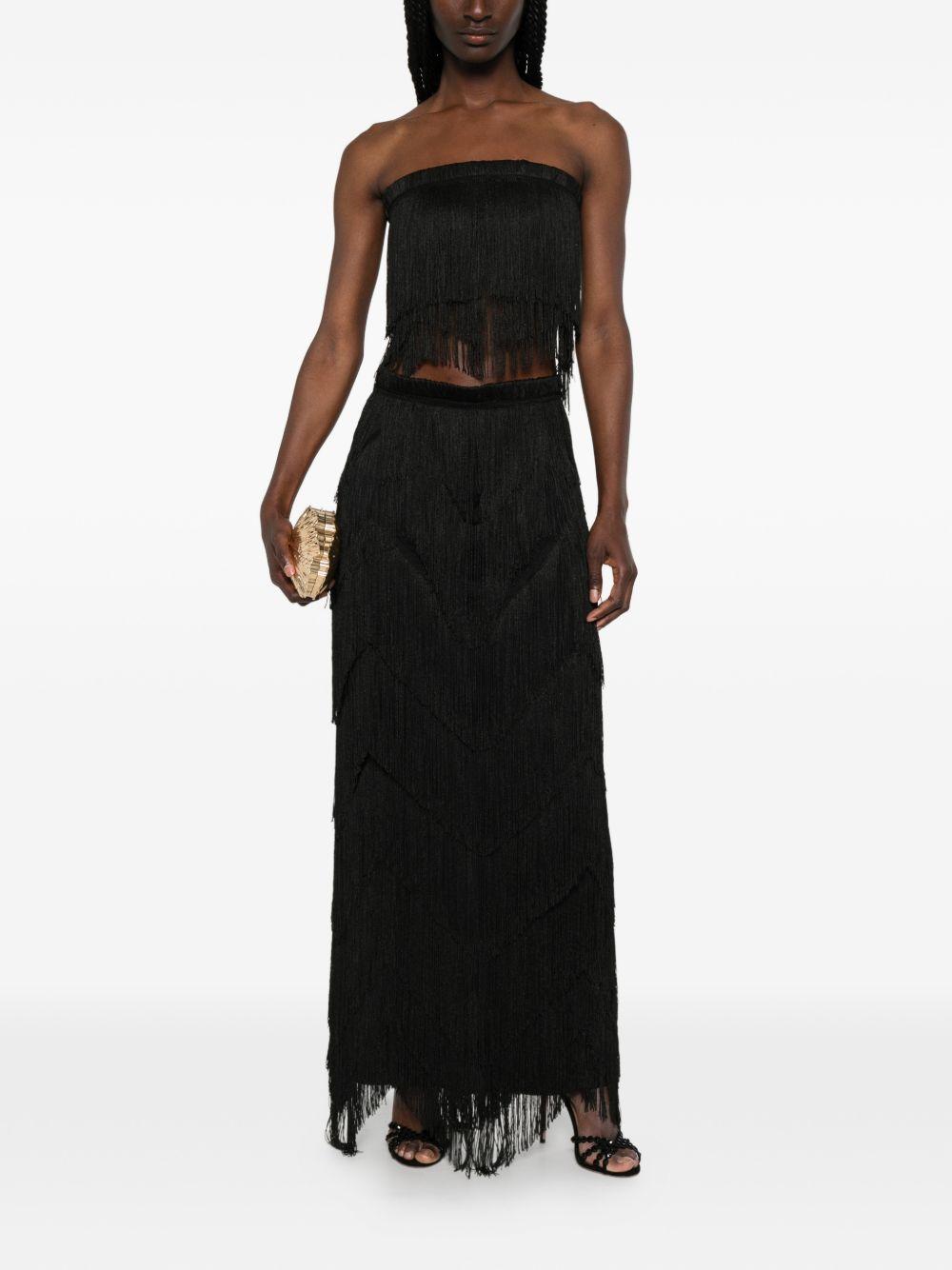Top con frange in nero Bless - donna 